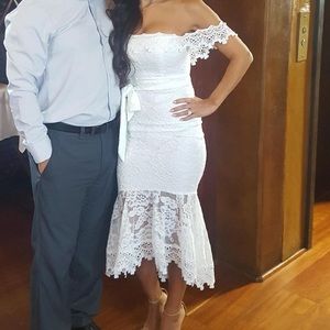 White fit n flair dress